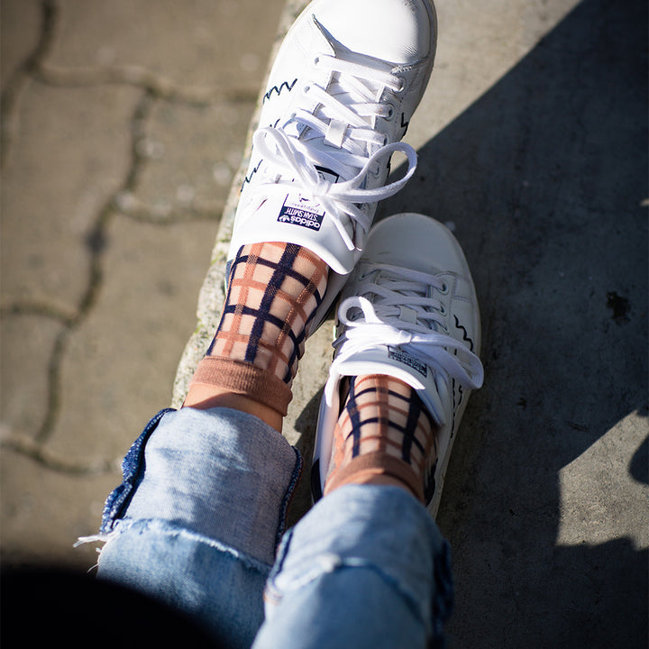 SHEER PLAID ANKLE SOCKS