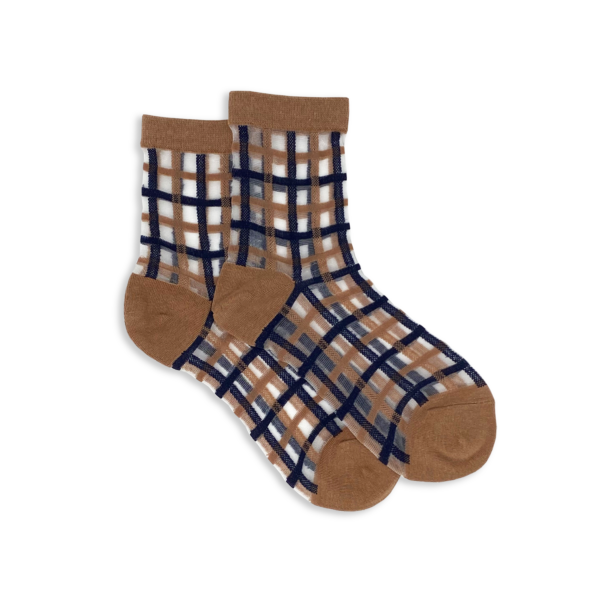 SHEER PLAID ANKLE SOCKS