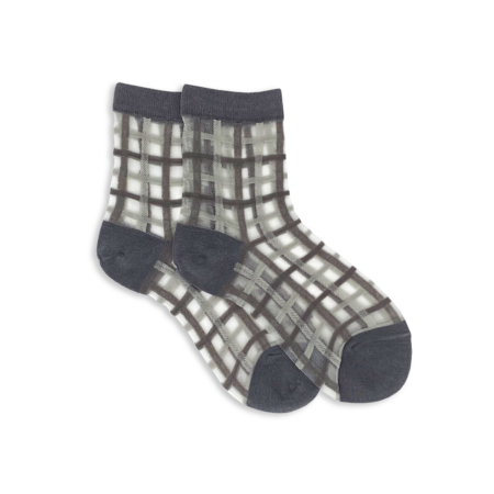 SHEER PLAID ANKLE SOCKS